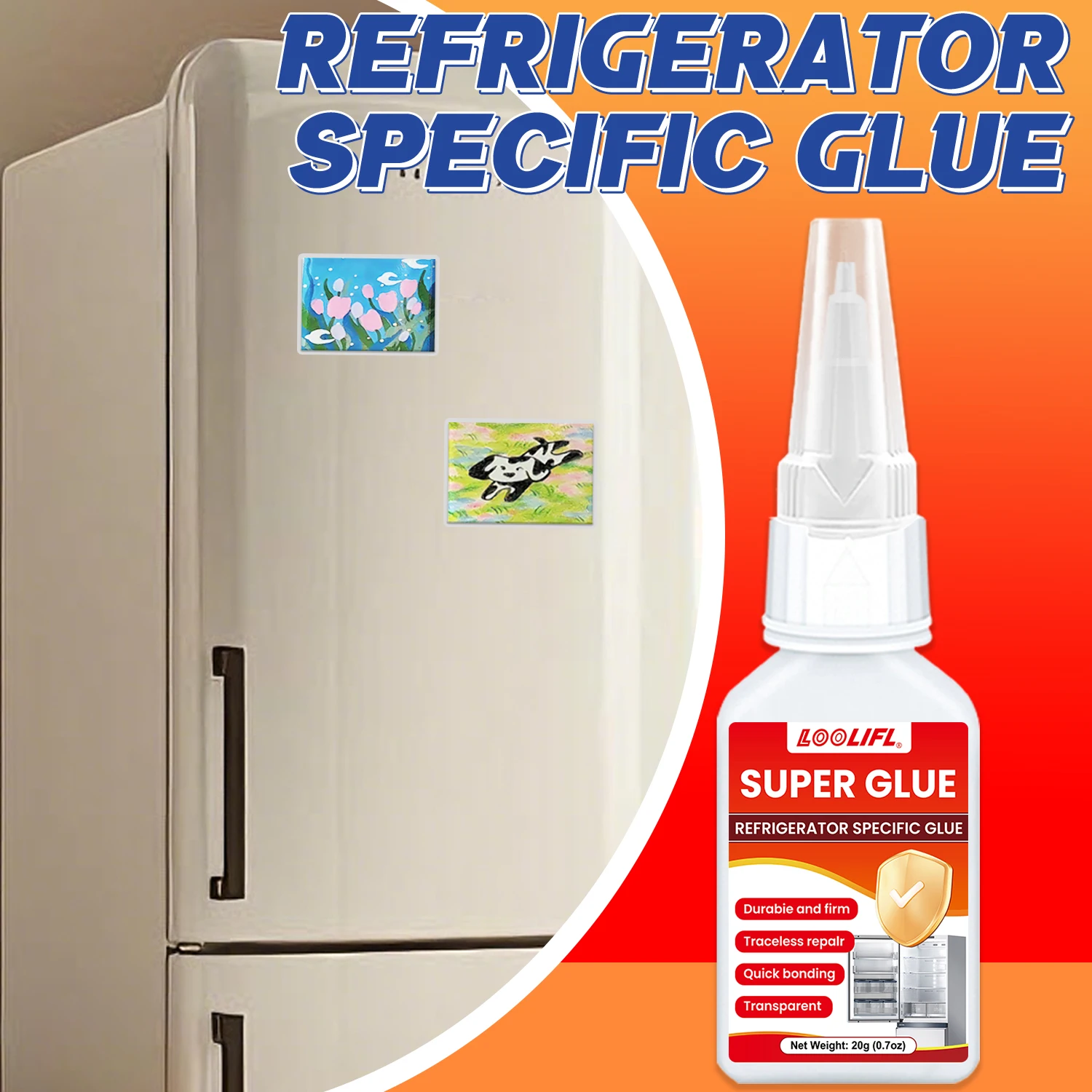 Super glue, transparent cyanoacrylate adhesive,fast drying, odorless and long-lasting bonding,suitable for plastic refrigerators