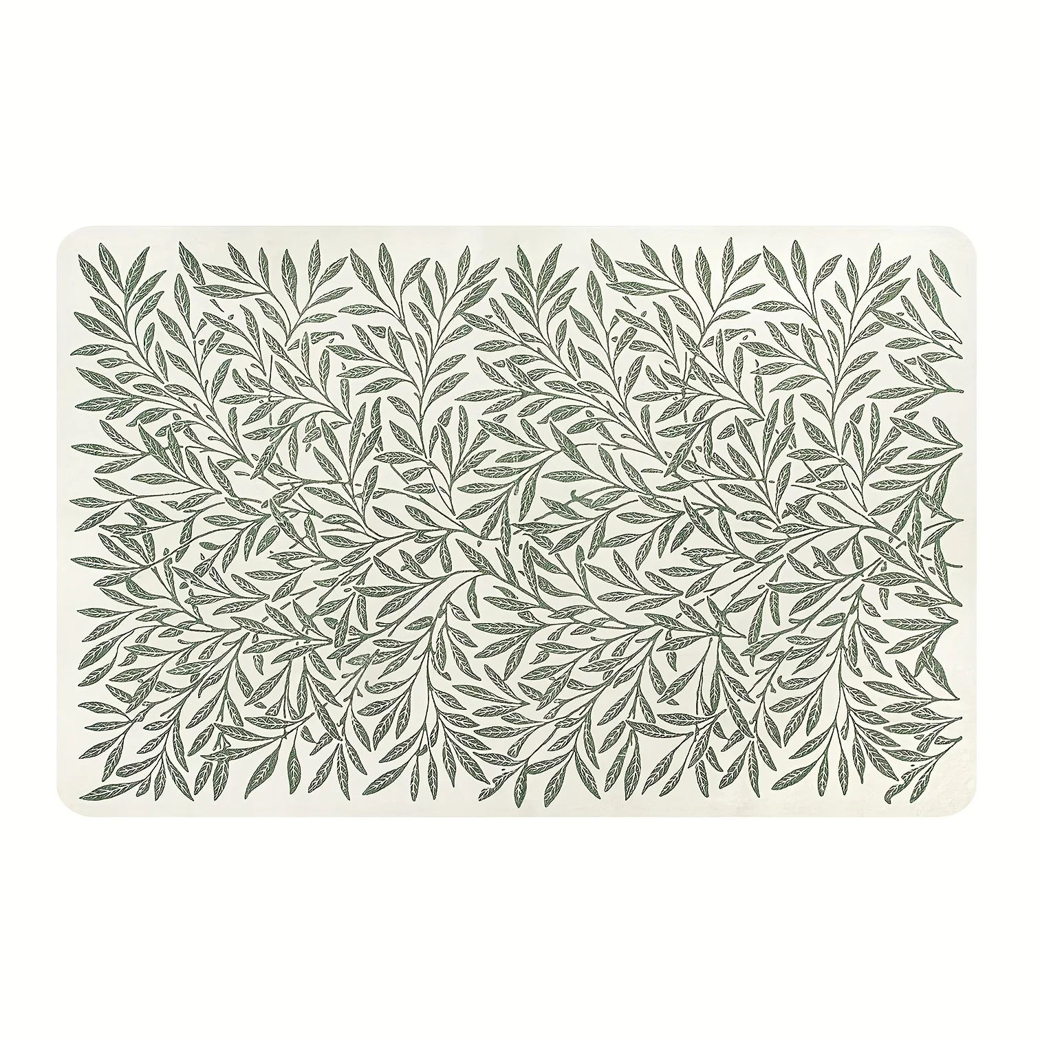 Green Leaf Doormat, Tropical Botanical Entrance Non Slip Rug, Washable Kitchen Living Room Floor Carpet