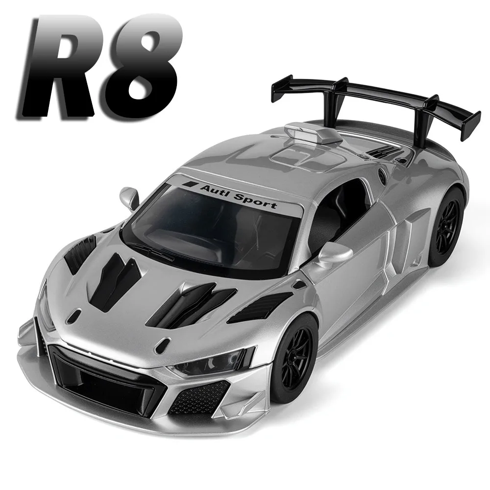 1:24 R8 LMS GT2 Q5 Model Speelgoedauto's Legering Diecast Geluid Licht Deur Geopend Trek Rubberen Banden Simulatie Voertuig voor Kinderen Geschenken