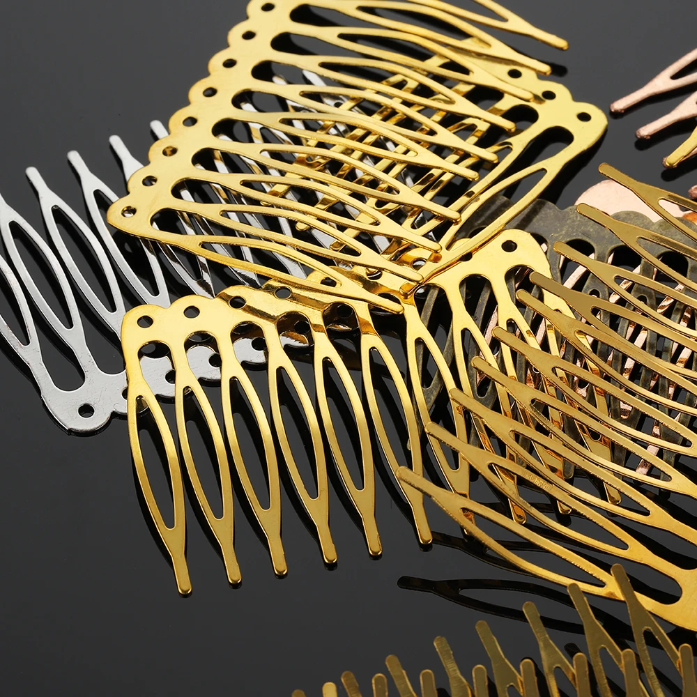10 Pieces 5-Tooth 10-Tooth Comb Bases Gold Hair Clips DIY Wedding Bride Holiday Birthday Hair Accessories Handmade Materials view 5