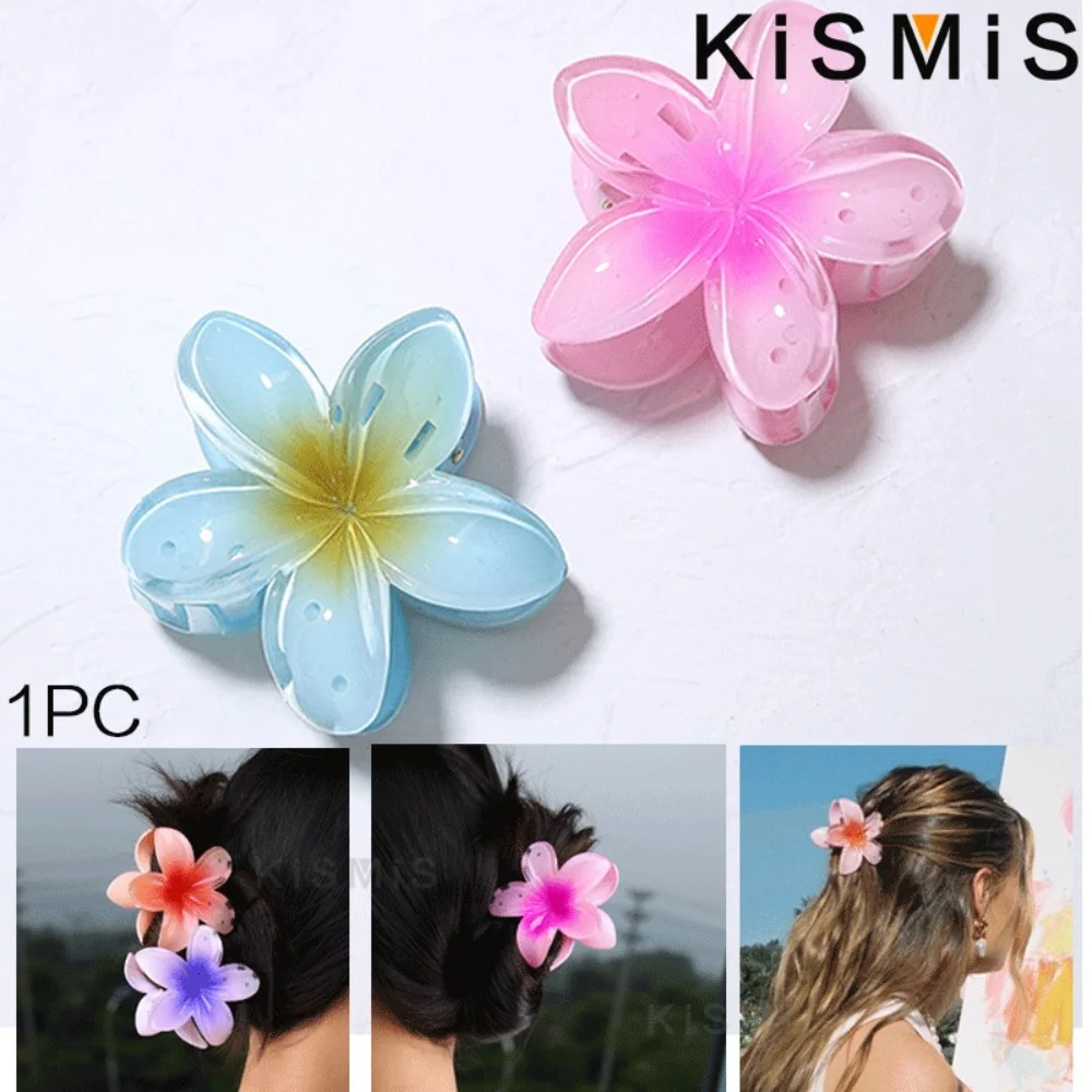 KISMIS 1PC New Simulation Bauhinia Candy Color Clip Transparent Plumeria Hair Clip Bath Hair Grabbing Board