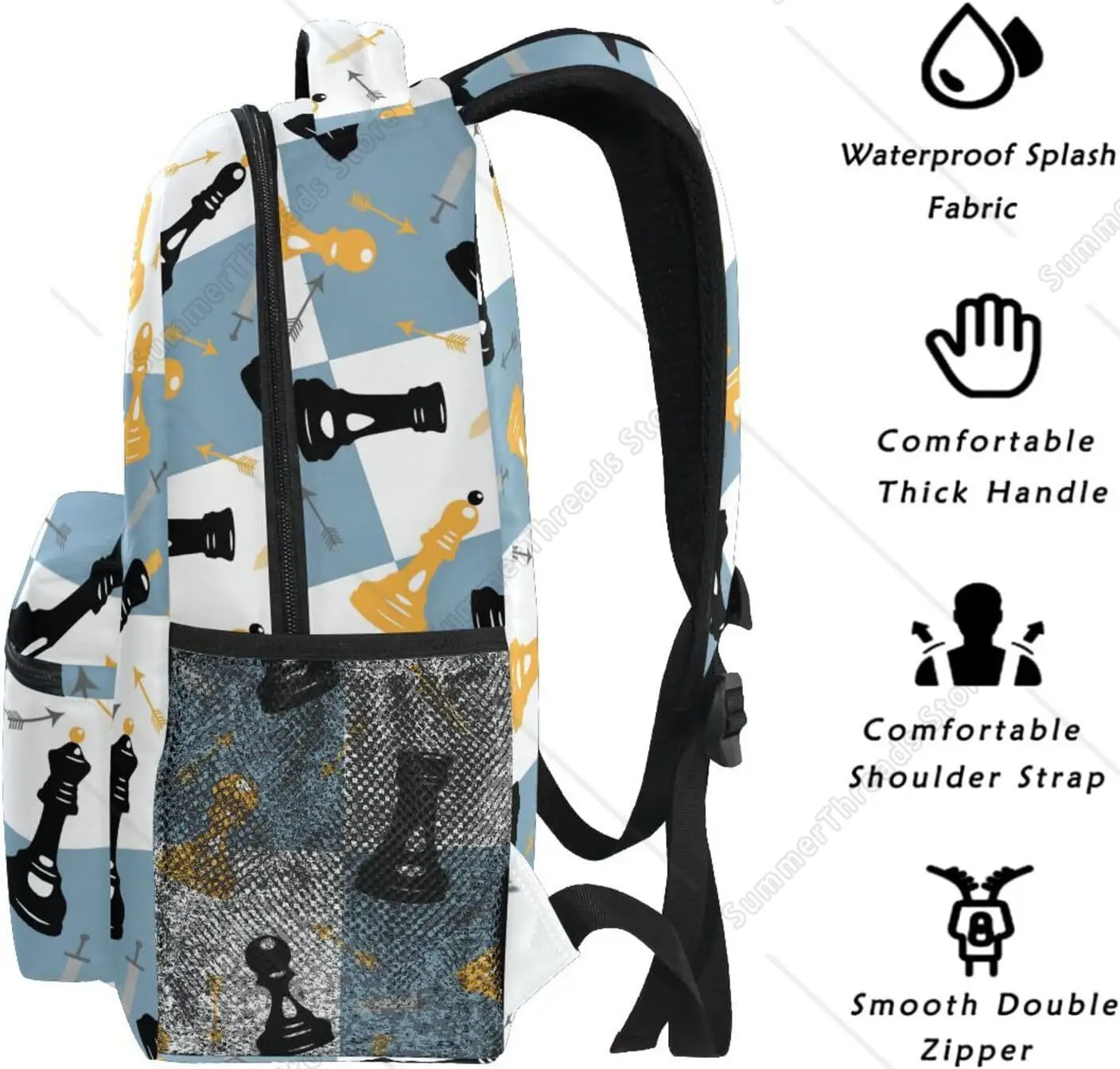 Nowy semestr wyróżnia! Plecak Szachownica i Broń, Motyw Średniowieczny, Wyrazista Torba dla Fanów Przygód