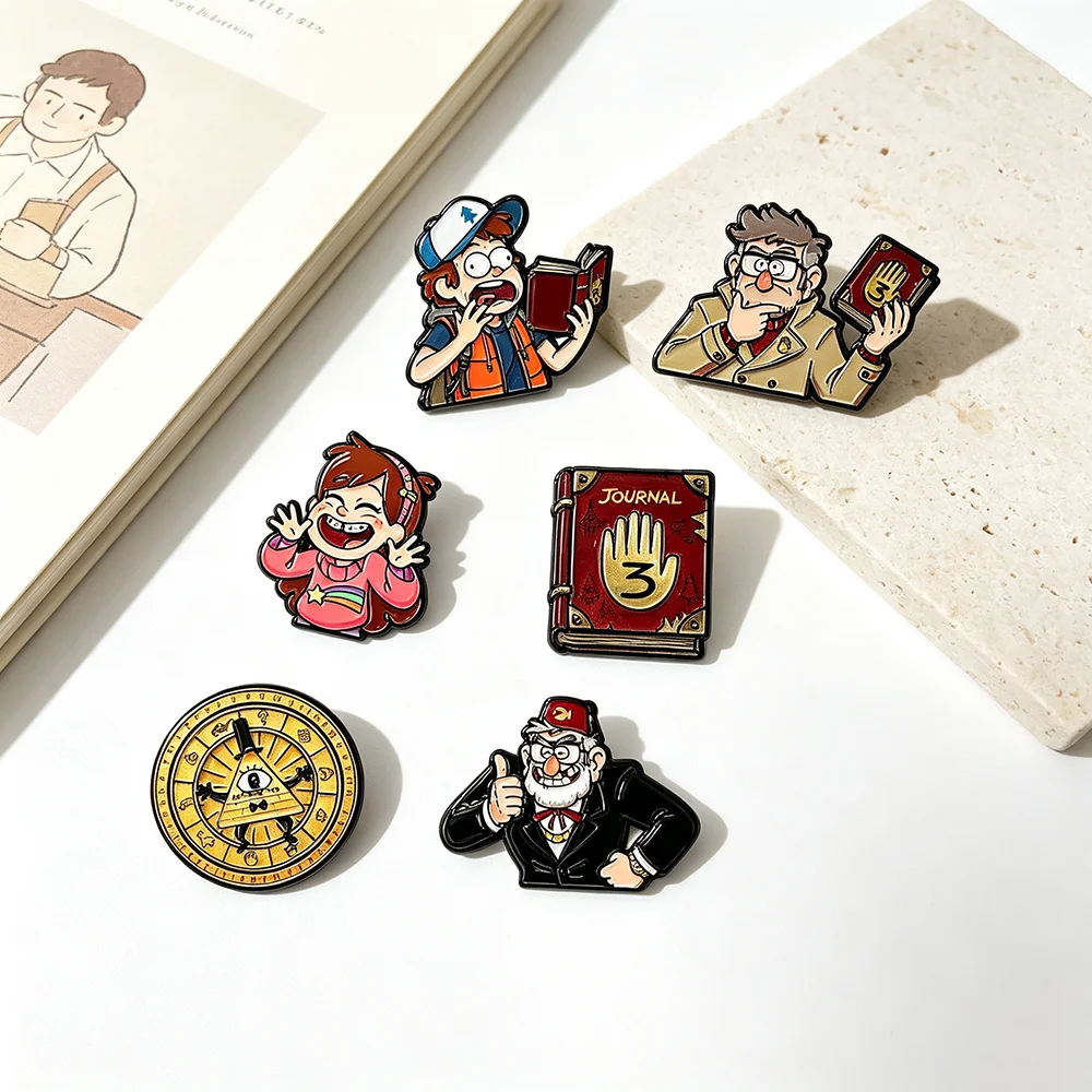 6-teiliges Journal-Auge-Broschen-Set für Damen und Herren, Cartoon-Emaille-Pins, Metall-Abzeichen, Schmuck für Kleidung, Rucksack-Accessoires, Geschenk – Detail 4