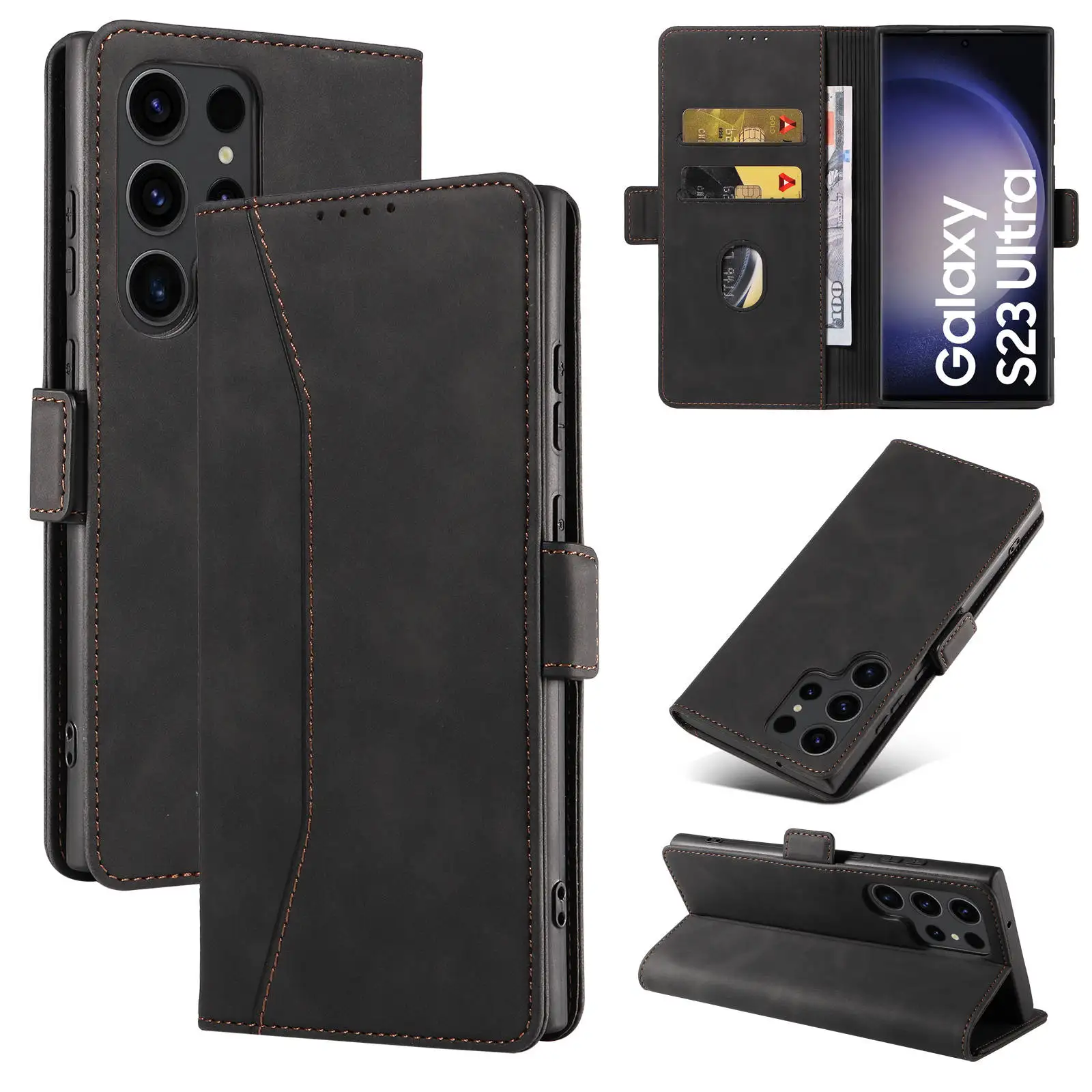 WEFOR Flip Wallet Case for Samsung Galaxy S20 Ultra S10 S9 S8 Plus Note 10 Plus Note 20 Ultra, Leather Magnetic Folio Cover