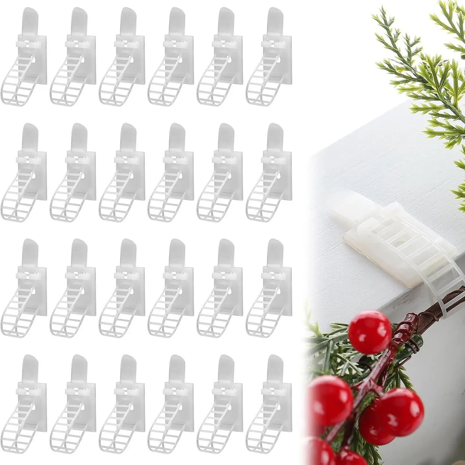 24 Pieces Cord Clips Management Cable Zip Ties Keeper for Xmas Door Decor Hold Extension Cable Wall Window Decorating Table