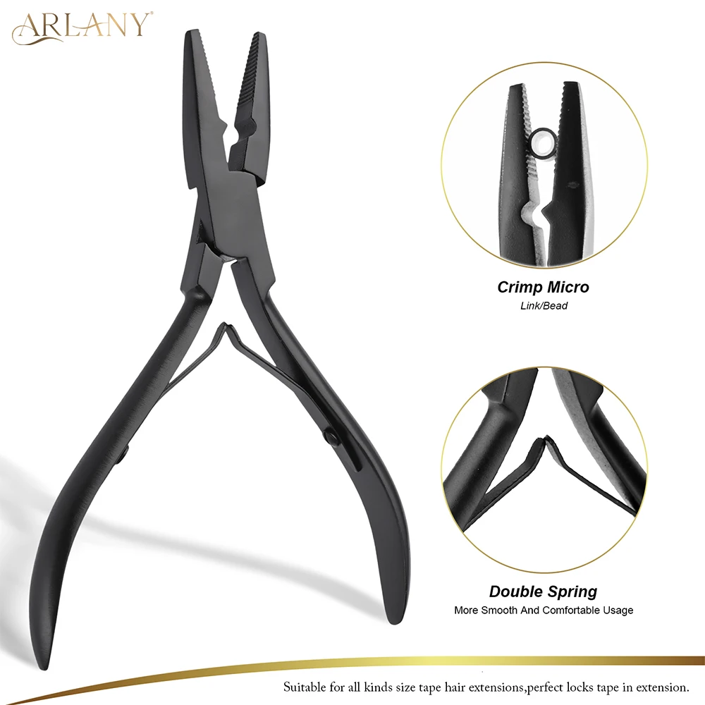 ARLANY Hair Extension Pliers Kit Sewing Weft Extension Needle Loop Threader Pulling Hook Hair Extension Pliers for Micro Beads