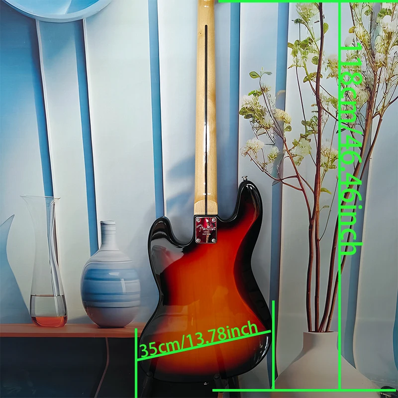 Atmospheric Sunset-Colored Electric Guitar with Rich and Balanced Tone. Ideal for Beginners, Featuring Great Looks and Excellent Performance, 20 Frets, 4 Strings