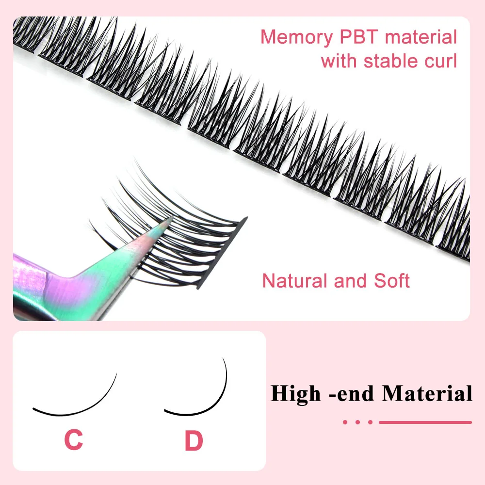 문릴리 분절 인조 익스텐션 속눈썹, DIY 내추럴 개별 속눈썹, 부드럽고 자연스러운 메이크업 도구, 쉬운 속눈썹 작동