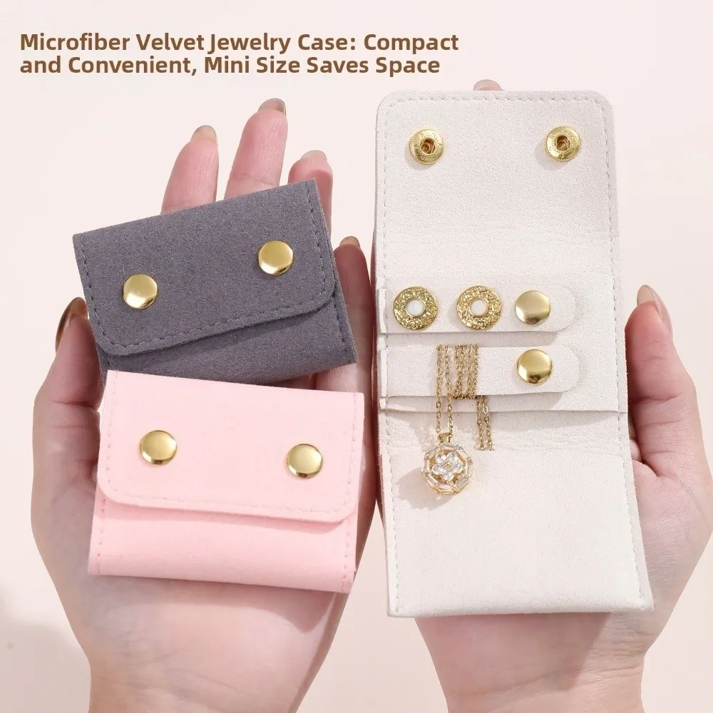 Microfiber Velvet Mini Jewelry Display Bag Small Container Necklace Ring Packing Bag Foldable Solid Color Earrings Organizer