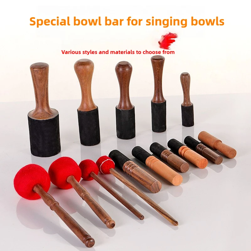 Nepal Tibetan Singing Bowl Accessories Handmade Peach Wood Stick Wrapped Leather Mallet Wholesale