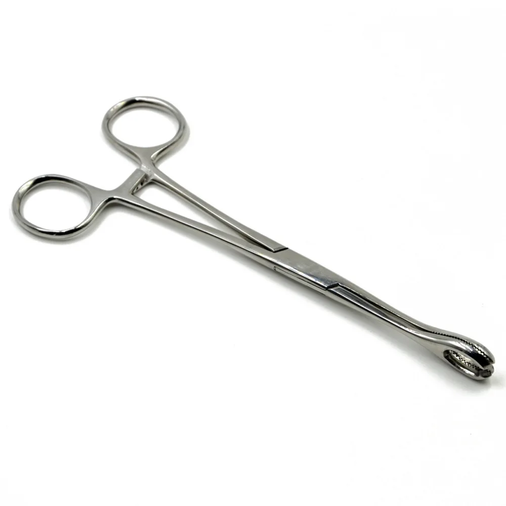 25cm Straight Sponge Forceps, Serrated Jaws Tight Grip Stainless Steel Surgical Holding Clamp for Medical Use