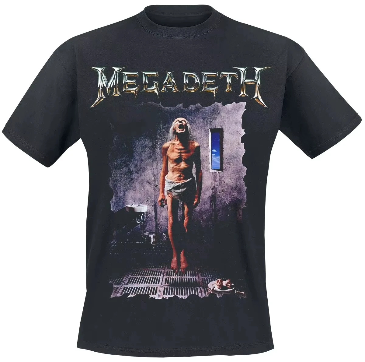 Camiseta vintage de algodón con estampado del logotipo de Megadeth Countdown To Extinction Asylum, ropa de calle Thrash Metal, camiseta popular unisex con cuello redondo