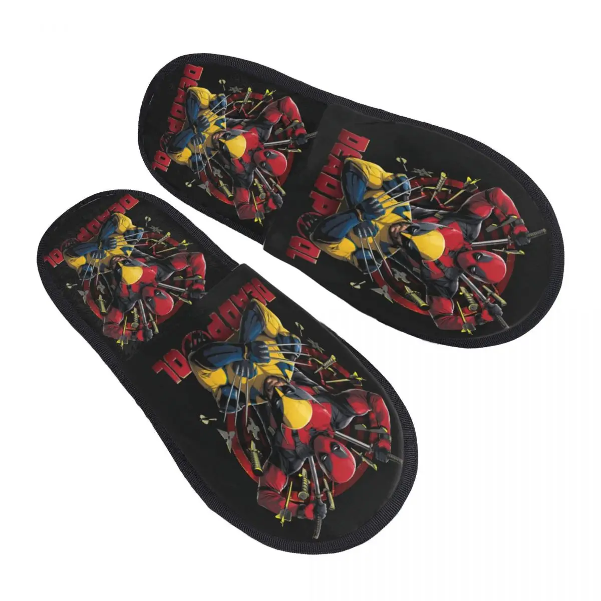 Custom Deadpool Wolverine Memory Foam Slippers Women Soft Warm House Slippers