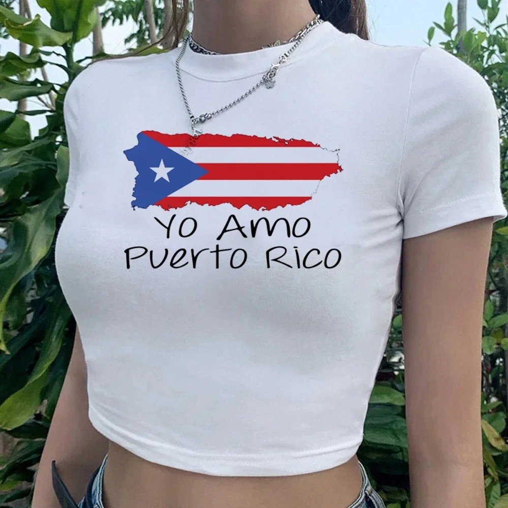 Puerto Rican T-Shirt Y2k 2000s Crop Top Cute Fashion Street Style Korean Harajuku   Anime Funny T-Shirt Girl Anime Manga Clothes