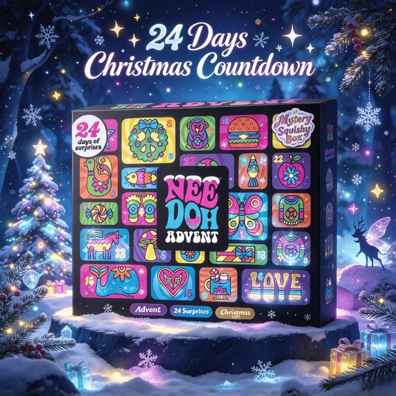 NeeDoh 2026 3D PVC Christmas Advent Countdown Calendar Surprise Box Fidget Doll Stress Relief Holiday Gift