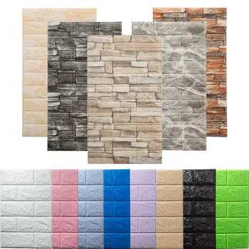 10pcs 70x38cm Foam 3D Wall Sticker Brick Self Adhesive Retro Wall Panels Living Room Bedroom Home Decor Bathroom Room Decor