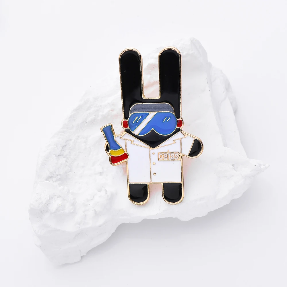 

New Funny Scientist Rabbit Brooch Enamel Lapel Backpack Pins Medical Science Jewelry Decorative Accessories Gifts for Chemist