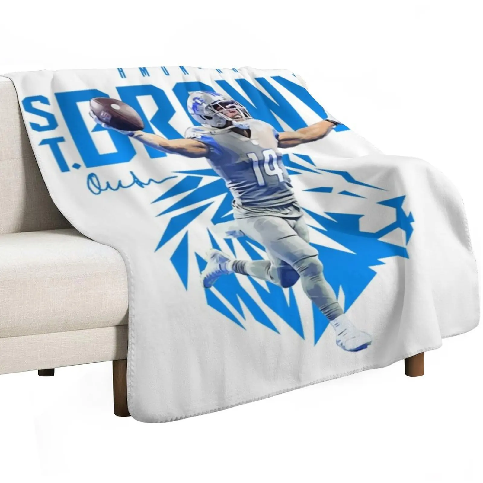 

Amon sport Ra St. Brown (1) Throw Blanket Soft Plush Plaid Blankets For Baby Giant Sofa Blankets