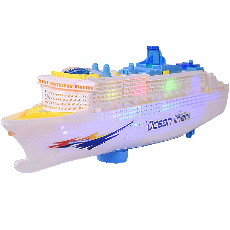 Modello giocattolo di nave elettrica universale Ocean Liner da 49 cm con musica sonora Giocattolo per barca da crociera per bambini Sterzo automatico