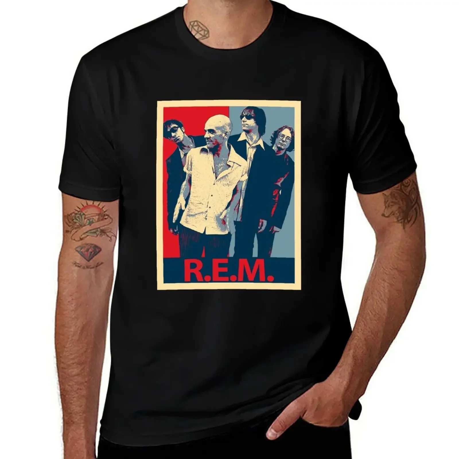 R E M Band T-Shirt man clothes quick drying tee shirts for men