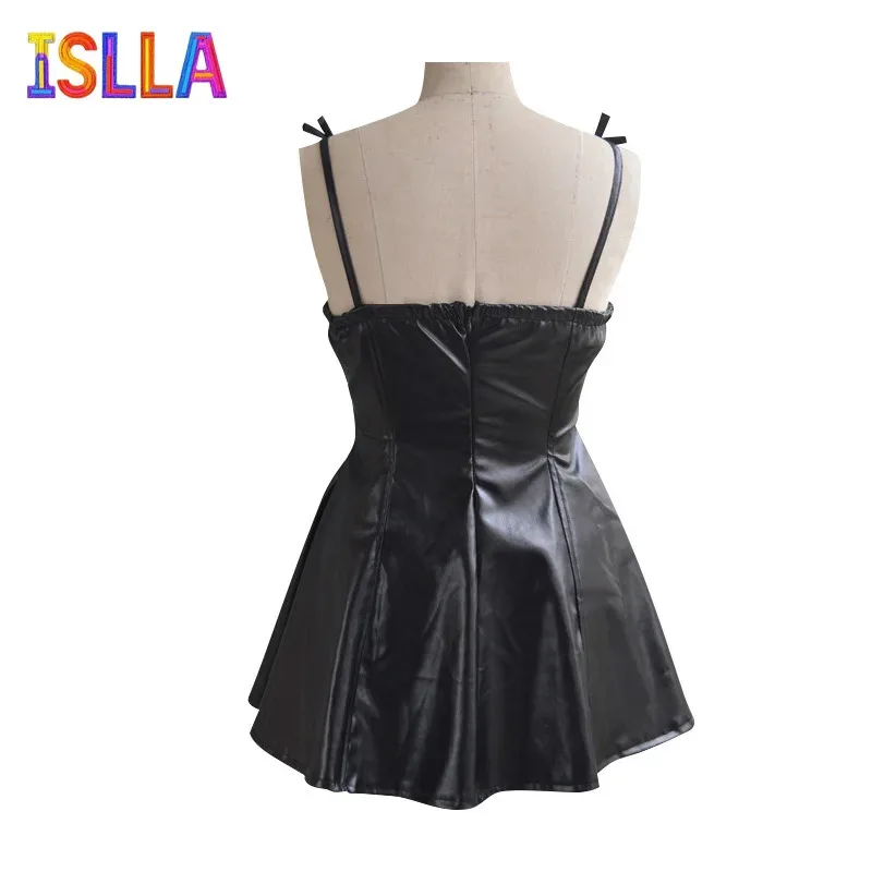 Costume de Cosplay Gasai Yuno, jupe en cuir noir, perruque de cheveux longs et roses, jeu de rôle, Anime The Future Diary