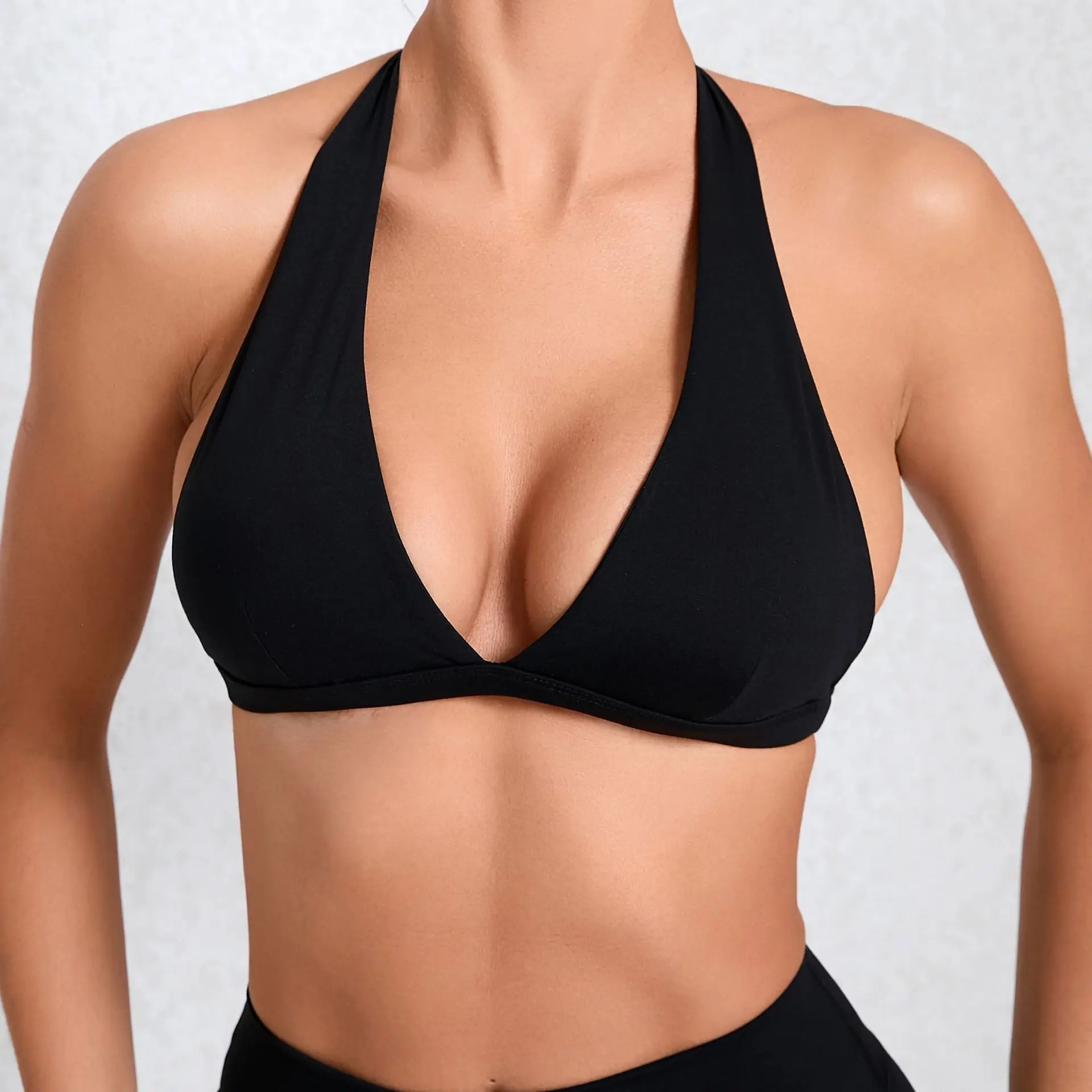 Women Sports Bras Solid Halter Neck High Elastic With Removable Padded Yoga Bra Fitness Gym Top Female Yoga Running Training Top