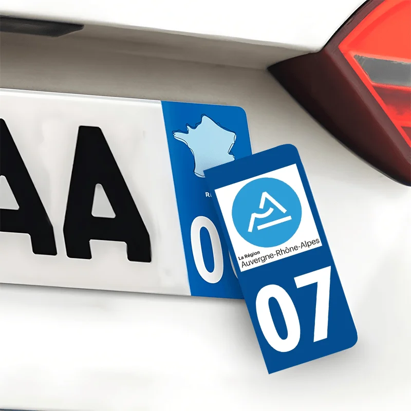 2 Pieces Set Auvergne-Rhône-Alpes Region 07 Car Stickers, Water Resistant Vinyl Decals for License Plate
