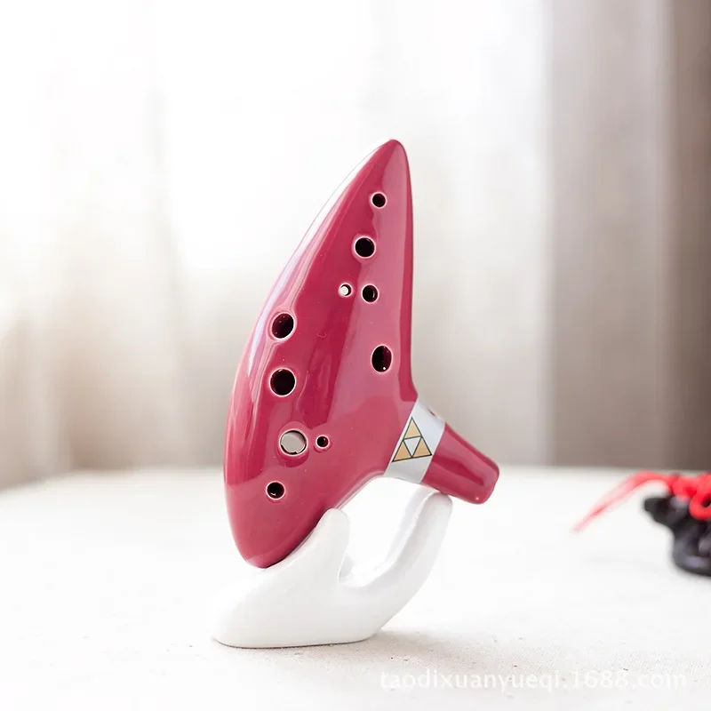 Red 12-hole Alto C Ocarina Musical Instrument Crafts, Legend of Zelda Ocarina Flute of Time, Multi-Color Fixed