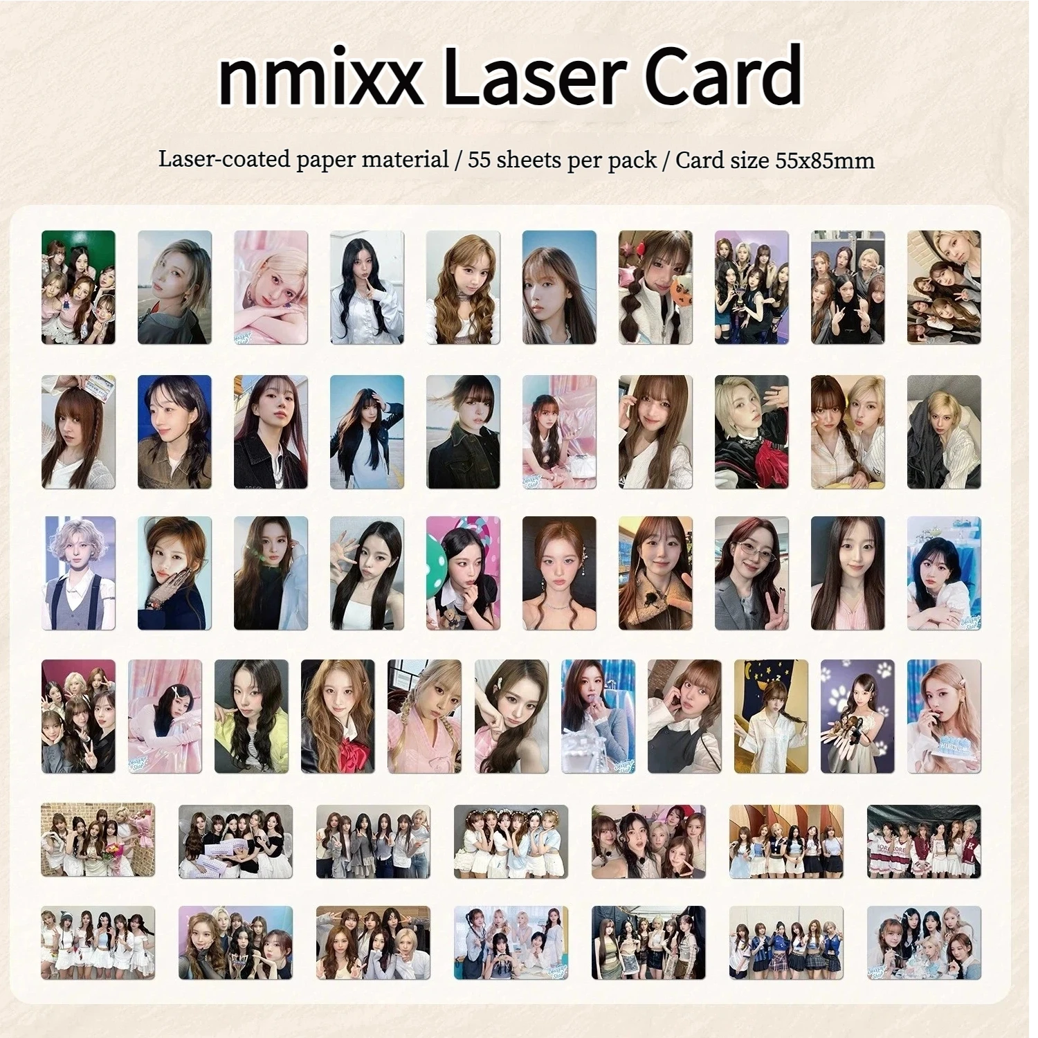 50Pcs/set K-POP NMIXX Laser Small Card Album LOMO Card Photo Album Photo Card Fan Collection Gift LILY KYUJIN Postcard KPOP