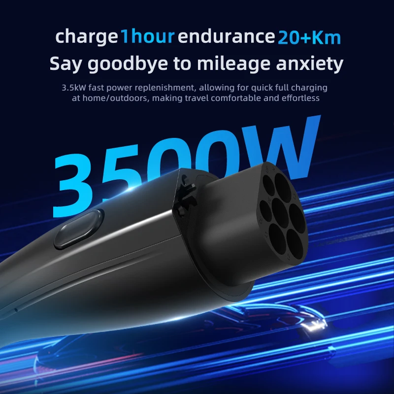16A 3.5KW Portable EV Charger GB/T Digital EVSE Charging Gun with LCD Screen CE Certified for Electric Cars