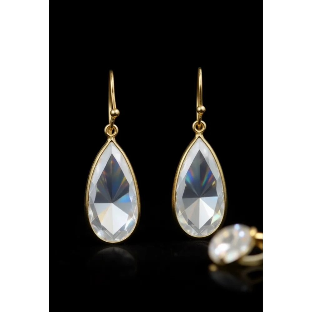 

Длинные серьги-подвески с гранеными камнями в форме груши, позолоченные 14-каратным золотом, эффектные украшения, подарок для нее