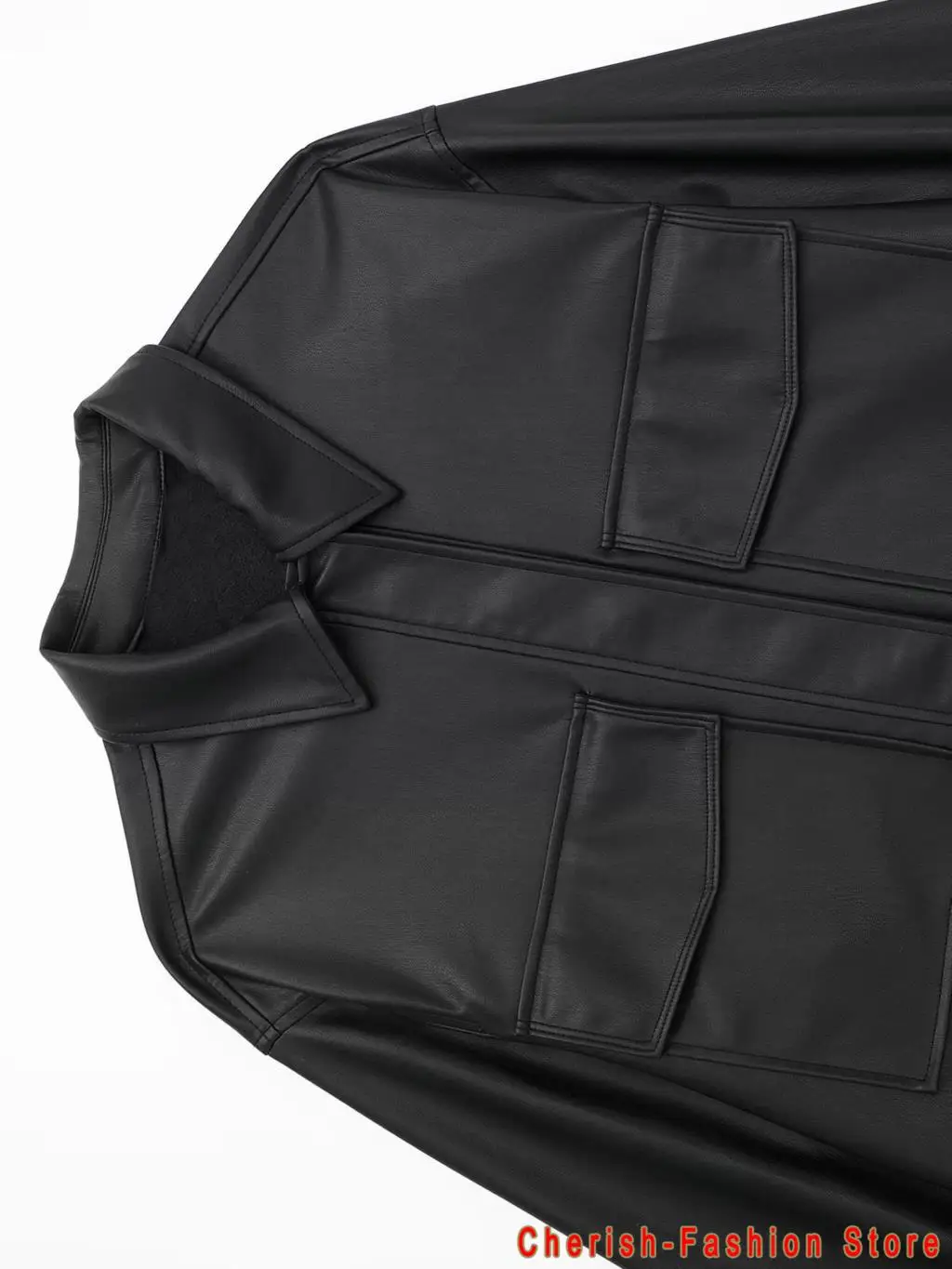 New chic Women oversized PU leather blouses 2023 Spring Autumn Black Faux Leather Basic Coat Turn-down Collar Motor Biker Jacket
