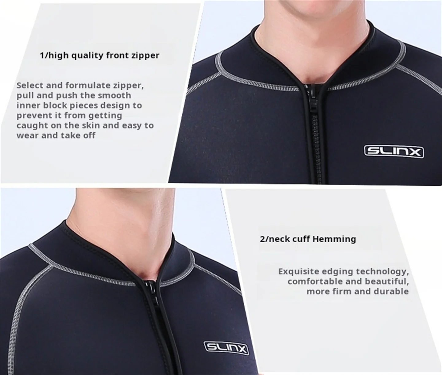 Tauchjacke, 3 mm Neopren, für Herren, verbundener Schritt, Tauchoberteil, Speerfischen, Schnorcheln, Surfen, separater Neoprenanzug, Winter-Badebekleidung – Detail 13