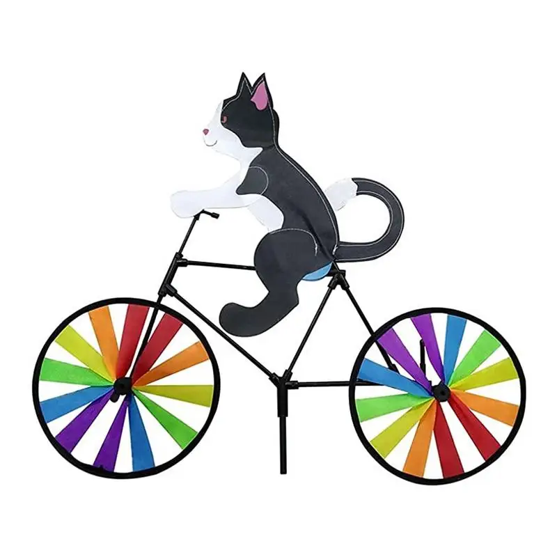 Animal Bike Wind Spinner Cat Puppy Windmill Outdoor Garden Decoration Pinwheel Home Yard Art Decoration Gift