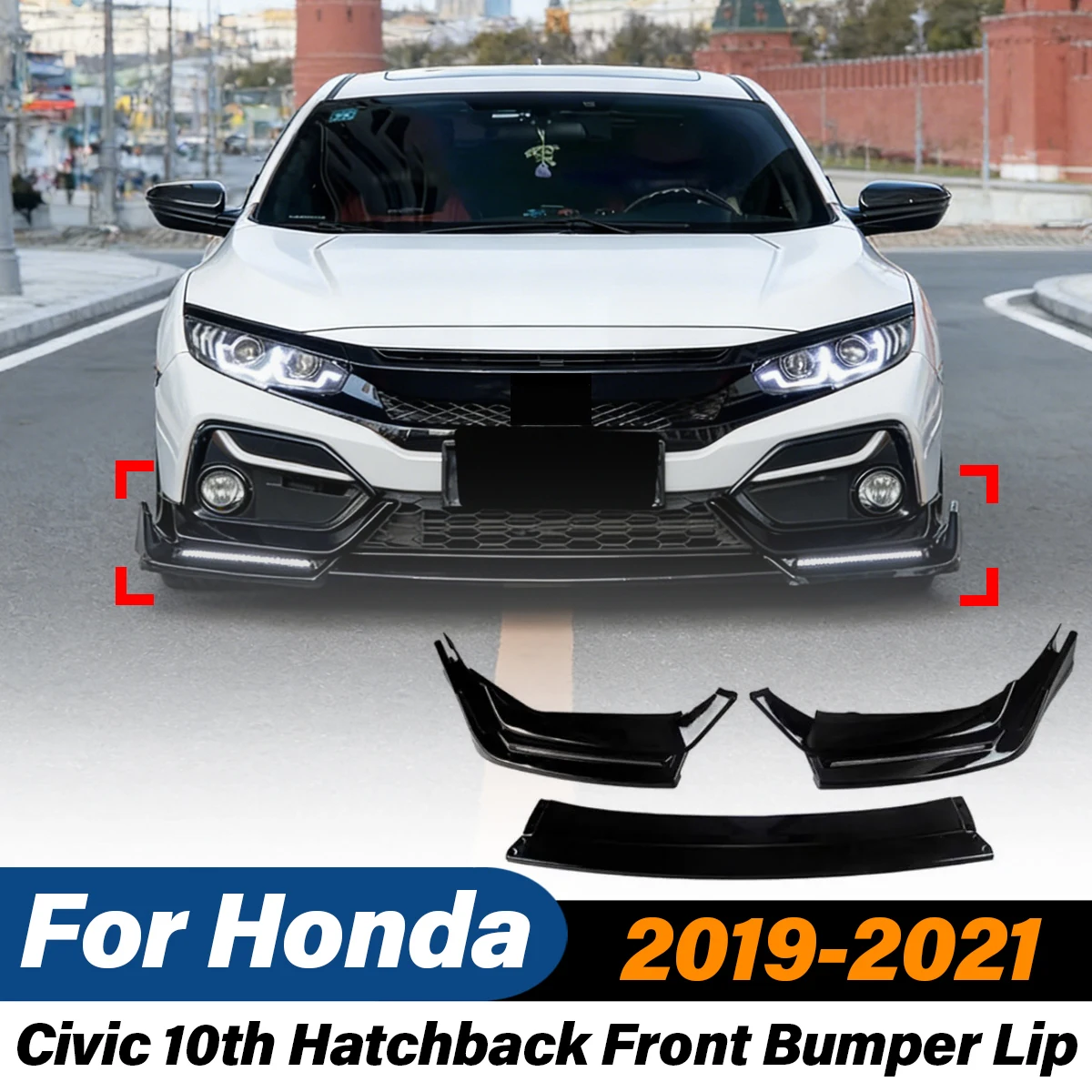 

For Honda Civic 10th Hatchback 2019 2020 2021 Front Bumper Lip Chin Spoiler Sports Splitter Diffuser Car Tuning Accessories Kit