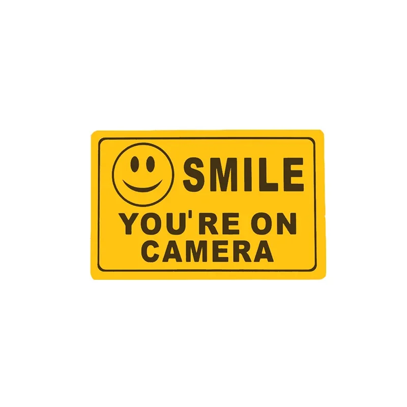 SMILE YOU'RE ON CAMERA Business Warning Polyethylene Security CCTV Video Yellow Sign Car Sticker