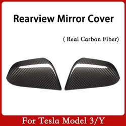 For Tesla Model 3 Y Highland Real Carbon Fiber Rearview Mirror Cover Stickers Decorative Shell