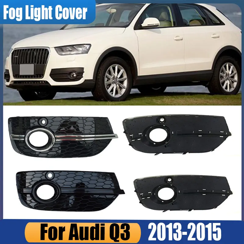 

Для Audi Q3 2013 2014 2015 1 пара переднего бампера сотовая противотуманная фара рамка полая решетка под сеткой черный яркий автомобильные аксессуары