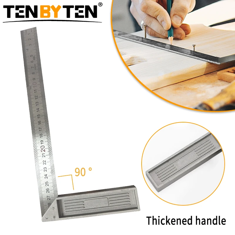 300mm Aluminum Alloy Square Ruler Right Angle 90 Turning Ruler Double Scale Woodworking Ruler Steel Turning Ruler Tools Gauge