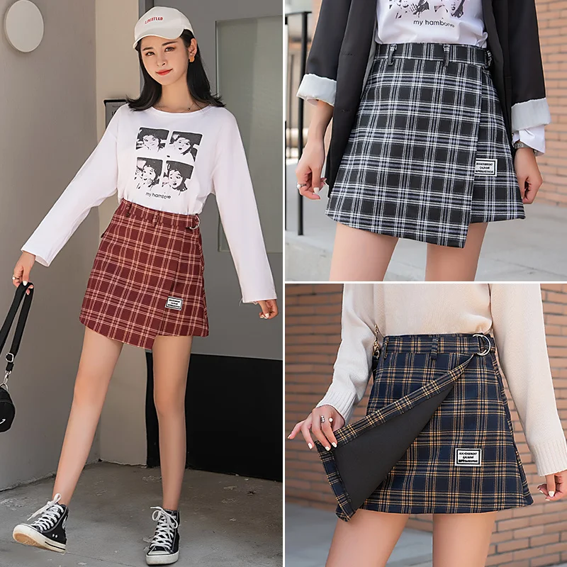 Women's Vintage Mini Plaid Skirt, High Waist Bottoms, Summer Streetwear, Casual A-Line Ladies Skirts, Female Short Skirt