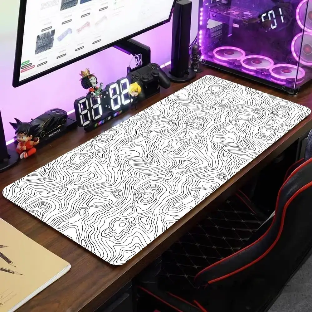 Black White Lines Mouse Pad Large Computer Office Game Table Mat XXL Rubber Anti-slip Gaming Keyboard Mousepad Long Desk Pads