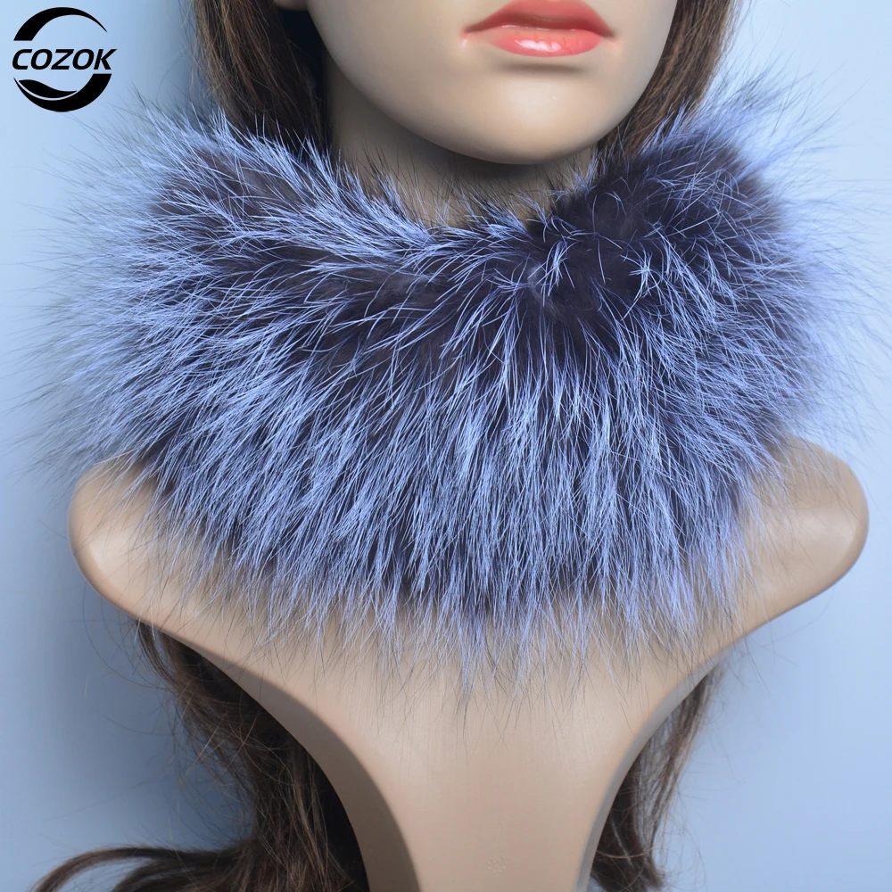 New Luxury Women Outdoor Fox Fur Ring Scarf Winter Good Elastic Knit Real Fox Fur Scarves Neck Warmer Natural Fur Headband Wrap