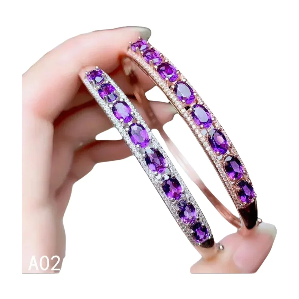 

KJJEAXCMY-Inlaid Natural Amethyst Female Bracelet, Boutique Jewelry, 925 Sterling Silver, Support Detection, Popular, Classic