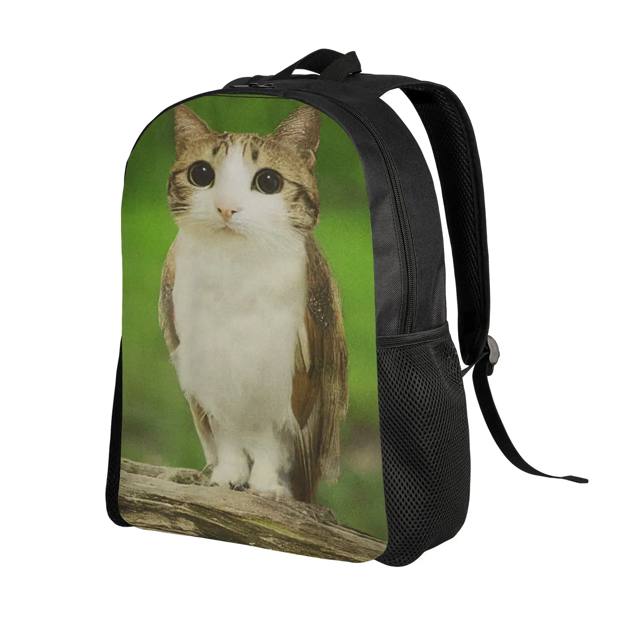 Custom Bag Cat Owl Funny Cursed Internet Trendy Meme Backpack Style Backpacks Boy Girl Outdoor Breathable School Bags Designer