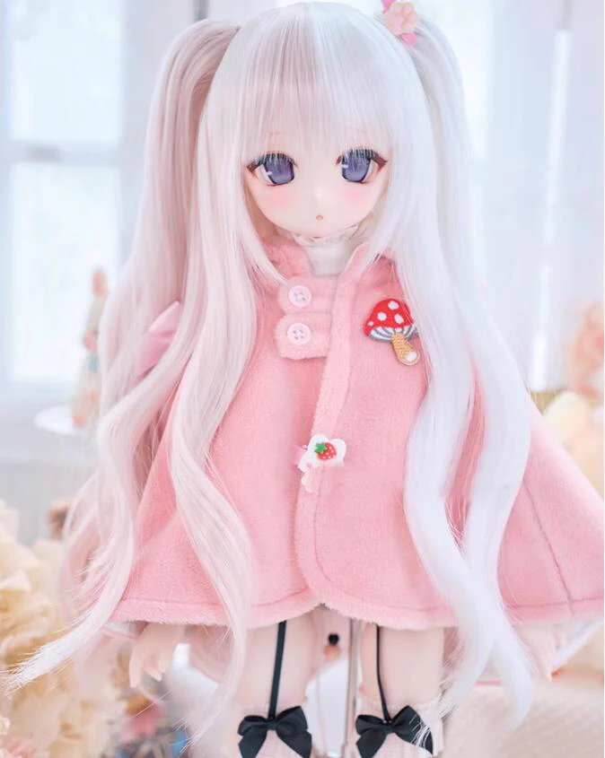 D03-C007 children handmade toy 1/3 doll BJD/SD doll's Accessories mixed red color pink curly double ponytail wig 1pcs - Image 5