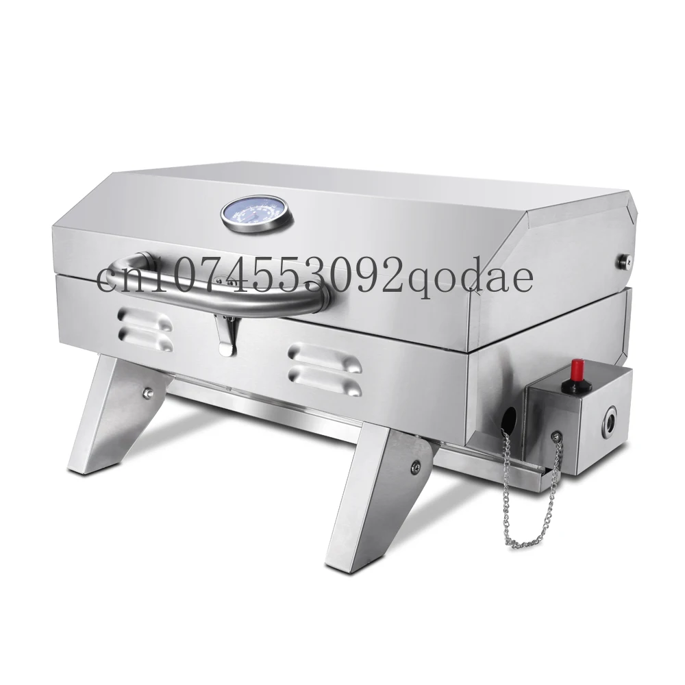 Portable Stainless steel gas BBQ Grill With Lid Barbecue Grill Stove With Stainless Steel Cover Gas Grill Net Fast Heating