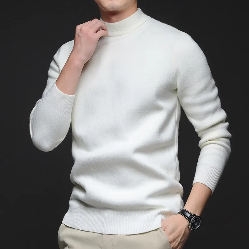 

Men's Knitted Sweater Thiened f High Collar One-Piece Fce Warm Base irt Autumn Winter Color Direct Ss
