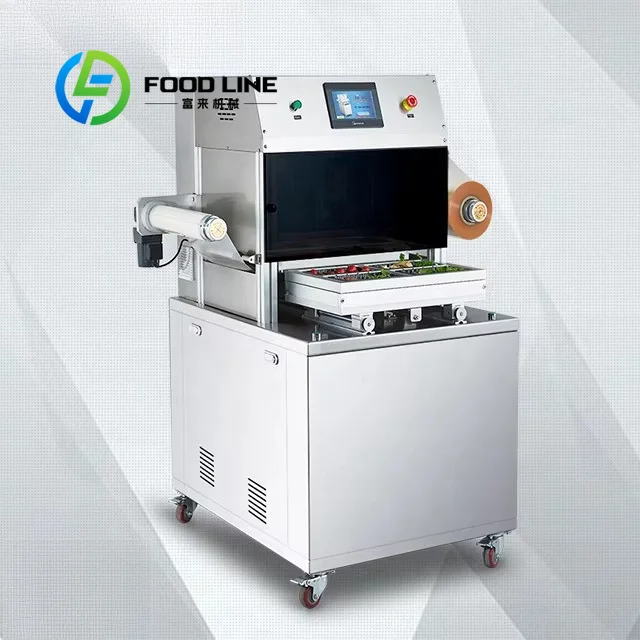 Industrial Modified Atmosphere Sealing Machine Continuous Working Mode For Food Factory Mass Fresh Goods Packaging Production