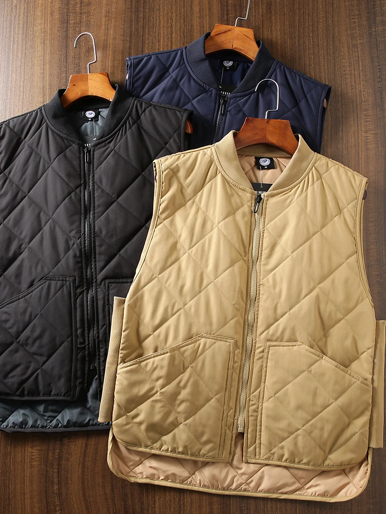 

Мужской утепленный хлопковый жилет HuaHua U Home: осенне-зимний, с ромбовидным узором, повседневный, с воротником-бомбер, однотонный, универсальный, модный