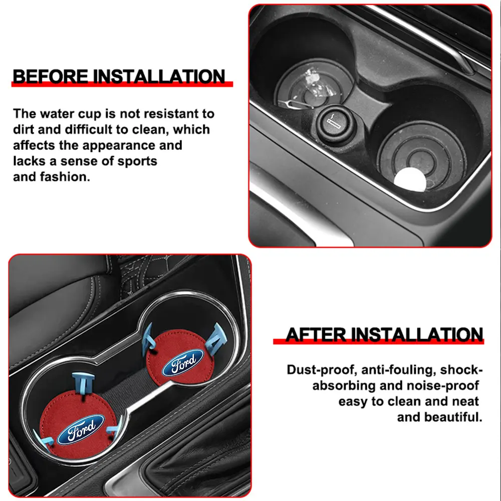 2 قطعة كوستر السيارة حامل أكواب الماء الداخلية حصيرة اكسسوارات لفورد فييستا التركيز 2 مونديو mk4 موستانج الحارس كوغا S-MAX العبور #5